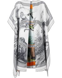 Burberry Monkey Print Twill Cape - White