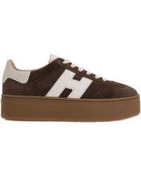 Hogan - Suede Sneakers With Platform Sole And Textured Back - Lyst