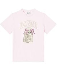 Ganni - "Poddle" Cotton T-Shirt - Lyst