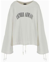 Emporio Armani - Logo Cotton Drawstring Sweatshirt - Lyst