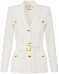 Elisabetta Franchi - Belted Single-Breasted Jacket - Lyst