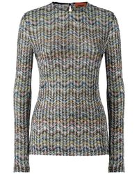 Missoni - Zig Zag Motif Crenweck Sweater - Lyst
