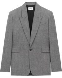 Saint Laurent - Prince Of Wales Wool Flannel Jacket - Lyst