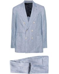 Brunello Cucinelli - Linend Striped Double-breasted Suit - Lyst