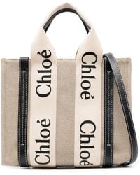 Chloé - Woody Mini Canvas & Leather Tote - Lyst