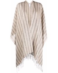 Donna Abbigliamento da Maglieria da Poncho e abiti modello poncho Poncho a coste di Brunello Cucinelli in Bianco 