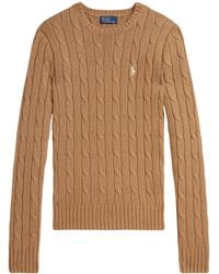 Polo Ralph Lauren - Cable-Knit Crew-Neck Sweater Camel - Lyst