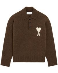 Ami Paris - Ami De Coeur Wool Polo Sweater - Lyst