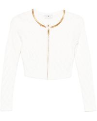 Elisabetta Franchi - Chain-Trim Diamond-Pattern Cardigan - Lyst