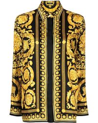 Versace - Barocco-print Long-sleeve Shirt - Lyst