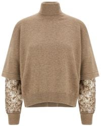 Brunello Cucinelli - Sequin Sleeve Sweater - Lyst