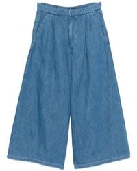 Max Mara - Cotton And Linen Wide-Leg Jeans - Lyst