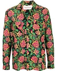 BAZISZT - Floral-Embroidery Cotton Shirt - Lyst