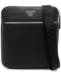 Emporio Armani - Regenerated-leather Shoulder Bag With Eagle Pate - Lyst