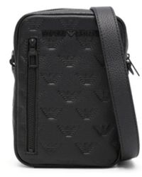 Emporio Armani - Monogram-debossed Leather Messenger Bag - Lyst