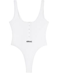 Versace - Ribbed Cotton Bodysuit - Lyst