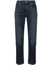 7 For All Mankind - Whiskering-effect Tapered-leg Jeans - Lyst