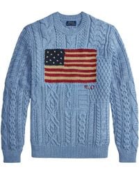 Polo Ralph Lauren - Aran-Knit Flag Sweater - Lyst