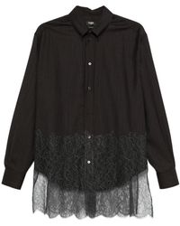 Fendi - Pinstriped Wool Shirt With Lace - Lyst