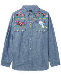 Needles - Embroidered Denim Shirt - Lyst