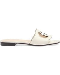 Gucci - Leather Flat Sandals - Lyst