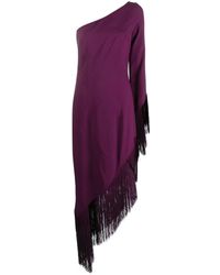 ‎Taller Marmo - Ubud One-shoulder Feather-trimmed Maxi Dress - Lyst