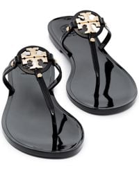 Tory Burch Mini Miller Flat Thong Sandals - Black