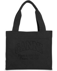Ganni - Large Organic Cotton Tote Bag - Lyst