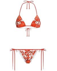 Dolce & Gabbana - Dolce & Gabbana Maiolica Print Bikini Set - Lyst
