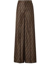 Fendi - Ff Silk Wide-Leg Trousers - Lyst