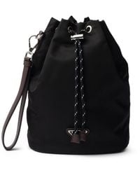 Prada - Speedrock Re-Nylon And Leather Pouch - Lyst