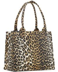 Ganni - Leopard-Print Canvas Tote Bag - Lyst