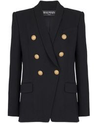 Balmain - Double Breasted 6 Buttons Wool Jacket In Black - Lyst