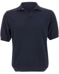 Paul & Shark - Open-Neck Cotton Polo Shirt - Lyst