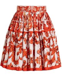 Dolce & Gabbana - Maiolica Print Cotton Skirt - Lyst