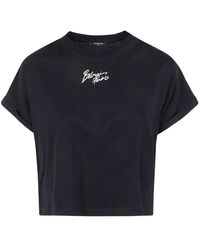 Balmain - Logo Cotton Cropped T-Shirt - Lyst