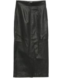 Alysi - Leather Midi Skirt - Lyst