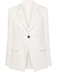 Brunello Cucinelli - Linen And Cotton Blend Single-breasted Jacket - Lyst