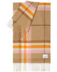 Burberry - Check Motif Cashmere Scarf - Lyst