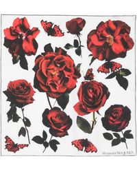 Alexander McQueen - Silk Scarf With Roses Print - Lyst