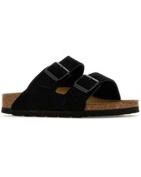 Birkenstock - Arizona Suede Leather Slippers - Lyst