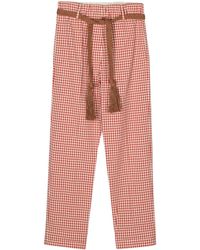 Alysi - Gingham Check Belted Trousers - Lyst