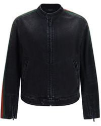 Gucci - Web Detail Denim Jacket - Lyst