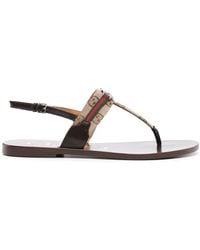 Gucci - Gg And Web Motif Thong Sandals - Lyst