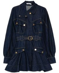 Zimmermann - Luna Denim Utility Mini Dress - Lyst