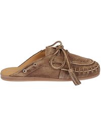 POSA - Leather Fringed Boat Loafers - Lyst