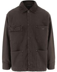 Emporio Armani - Cotton Caban Coat - Lyst