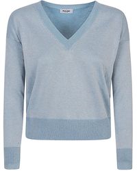 Base London - Cotton Blend V-Neck Sweater - Lyst