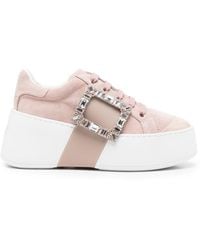 Roger Vivier - Viv Skate High Strass Leather Sneakers - Lyst