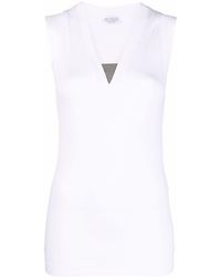 Brunello Cucinelli - Ribbed Cotton Sleeveless Top - Lyst